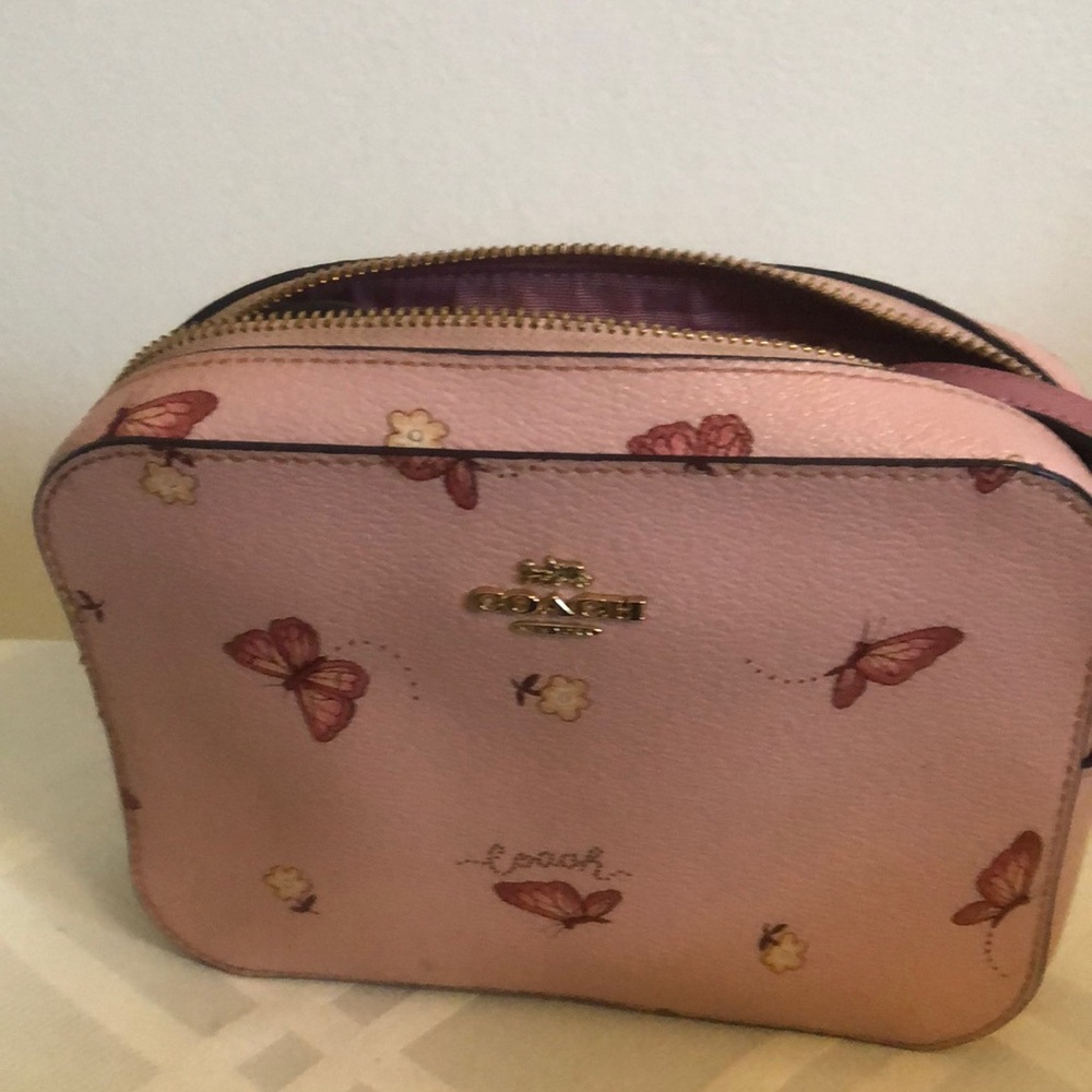 Coach Pink Mini Camera Bag with Butterfly Print